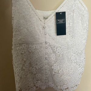 Abercrombie & Fitch White Lace Peplum Cami